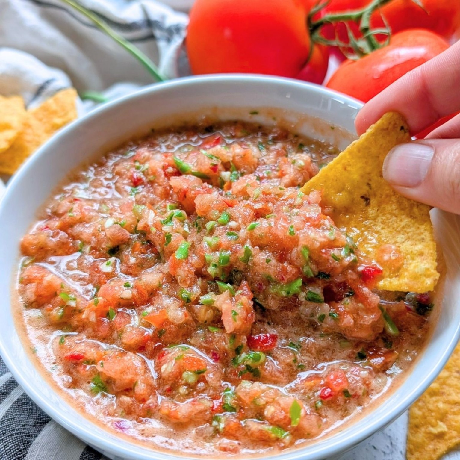 Mama's Garlic Kick salsa with tortilla chip